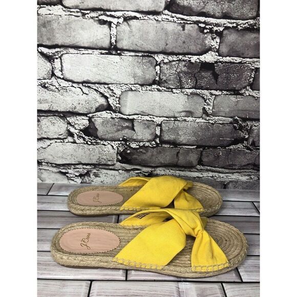 J. Crew Yellow Twisted Canvas Fabric Slide Espadrilles Sandals Women 9M US/40EU - Picture 5 of 16